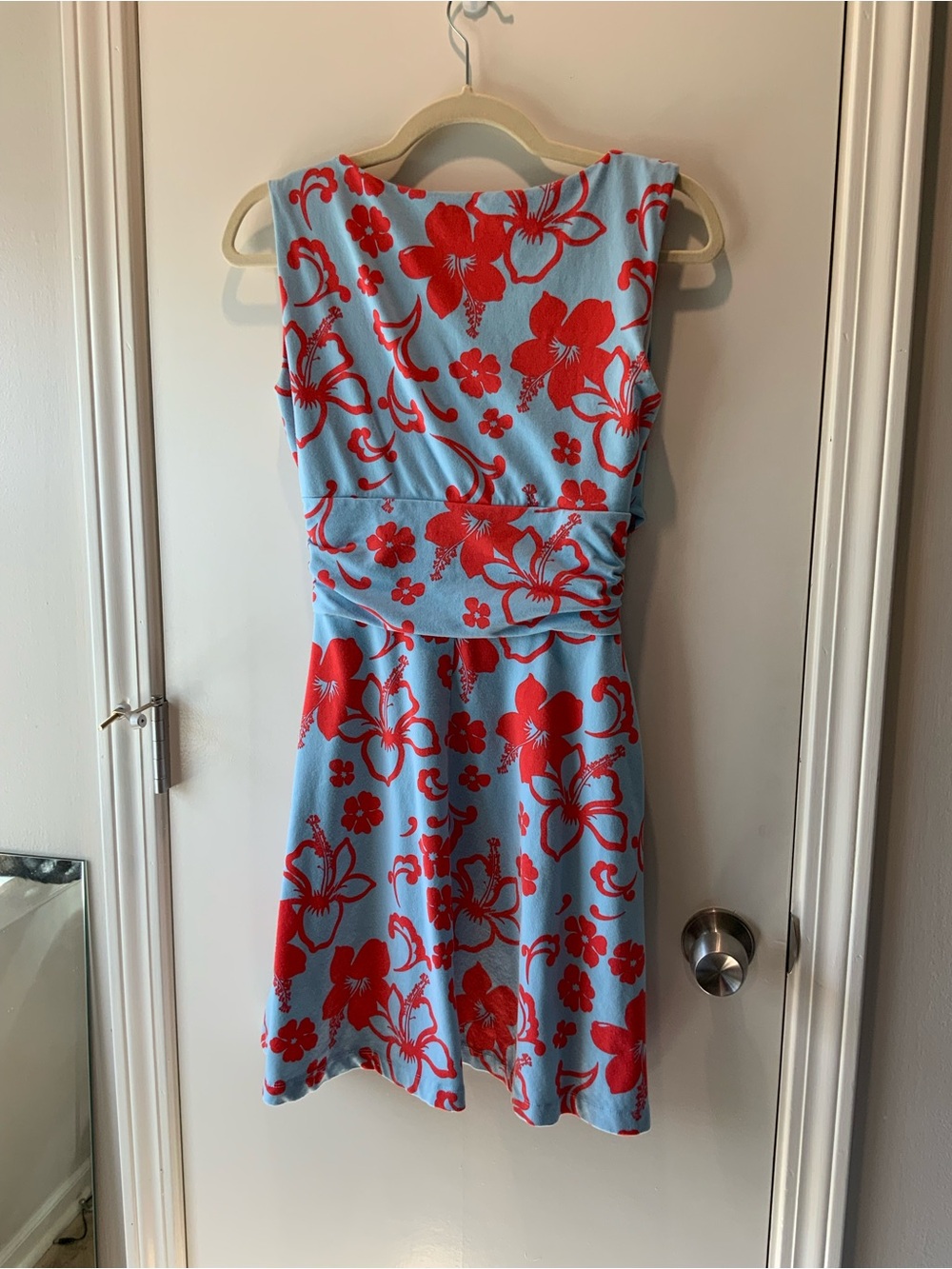 Land’s End Blue & Red Floral Sleeveless A-Line Dress xspetite